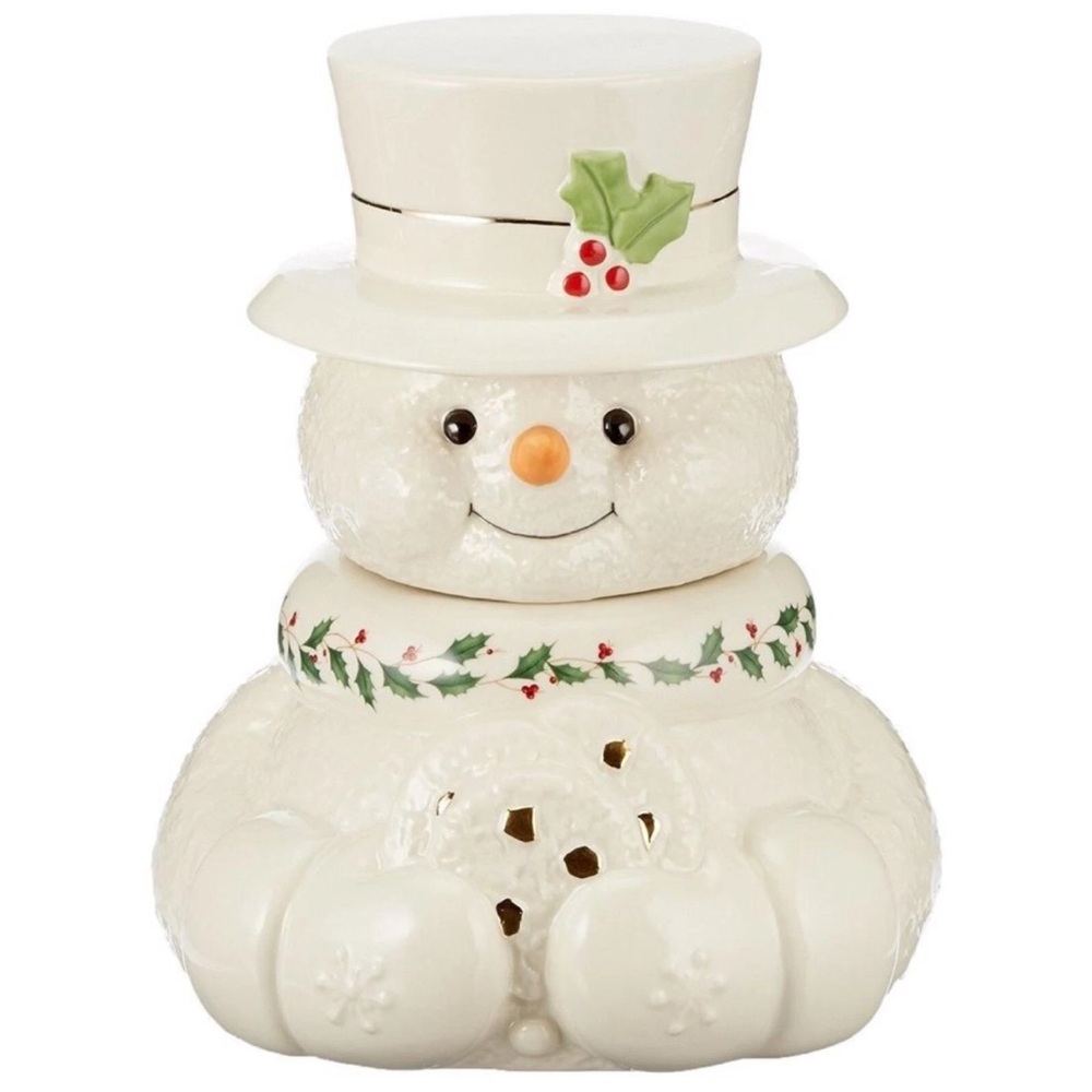 NWT Lenox Happy Holly Days Snowman Cookie Jar